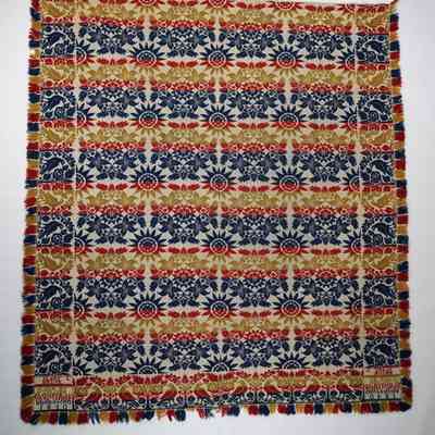 Pennsylvania coverlet; tied half doublecloth; Aaron Zelner 1840