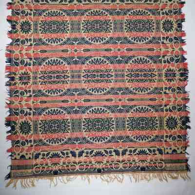 Pennsylvania coverlet; tied half doublecloth; Seifert & Co.