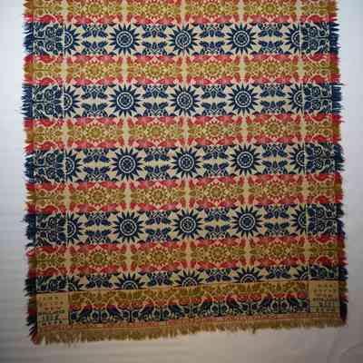 Pennsylvania coverlet; tied half doublecloth; John Royer 1836