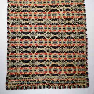 Pennsylvania coverlet; tied half doublecloth; Hering Factory 1838