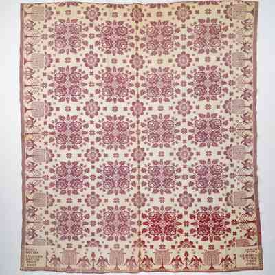 New York coverlet; doublecloth; J. Conger 1838