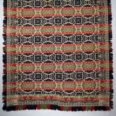 Pennsylvania coverlet; tied half doublecloth; Henry Groff 1838