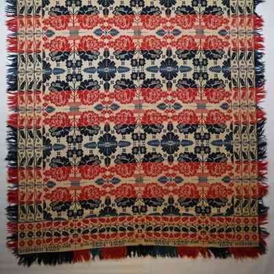 Pennsylvania coverlet; tied half doublecloth; Henry Stager 1844
