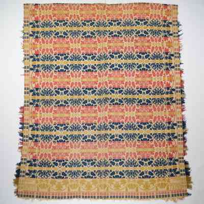 Pennsylvania coverlet; tied half doublecloth; Adam Hoerr 1842