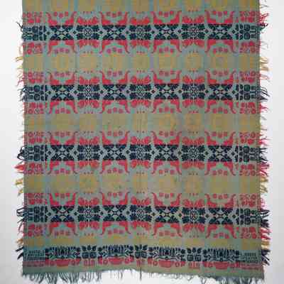 Ohio coverlet; tied half doublecloth; L. Hesse 1860