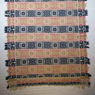 Pennsylvania coverlet; tied half doublecloth; C. Batten 1837
