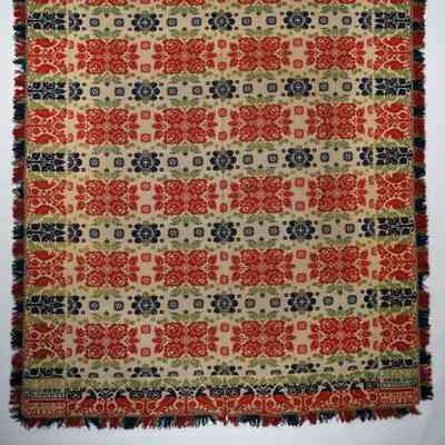 Pennsylvania coverlet; tied half doublecloth; John Kachel 1835