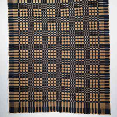 Geometric coverlet; doublecloth