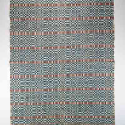 Geometric coverlet, overshot, Indiana