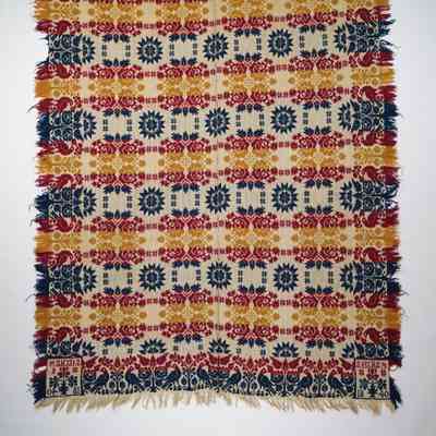 Coverlet; tied half doublecloth; 1840