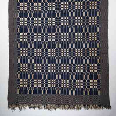 Geometric coverlet; doublecloth