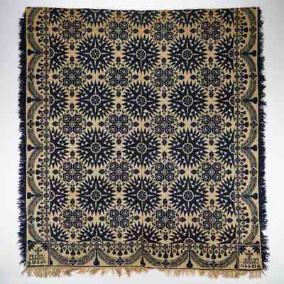 Coverlet by Peter Lorenz, 1844, tied beiderwand