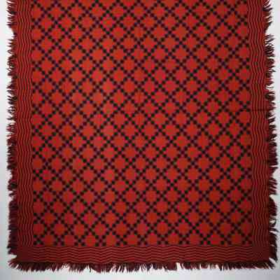 Geometric coverlet; doublecloth