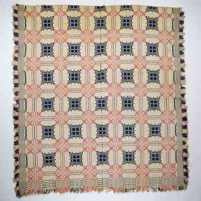Geometric coverlet; doublecloth