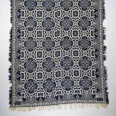 Pennsylvania coverlet; tied half doublecloth; Charles Douglass 1833