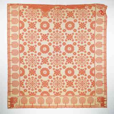 New York coverlet by Harry Tyler for Sophronia Rice, 1838, doubleweave