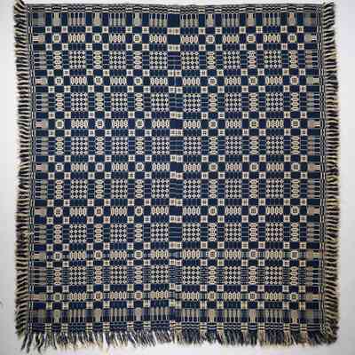 Geometric coverlet; doublecloth