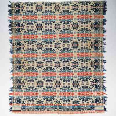 Pennsylvania coverlet by Samuel Mellinger, 1840, tied beiderwand