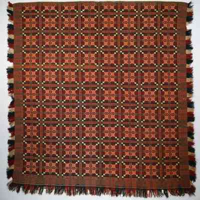 Geometric coverlet; doublecloth