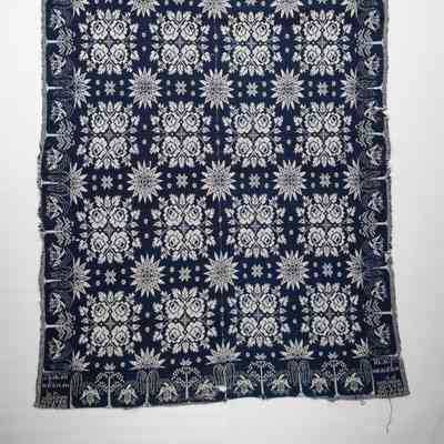 New York coverlet; tied half doublecloth; David P. Johnson