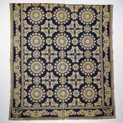 New York coverlet; half doublecloth; 1850