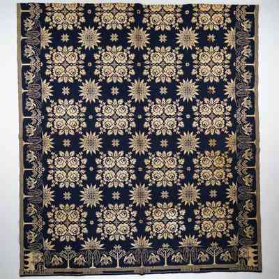 New York coverlet by Harry Tyler for Mary Skinner, 1844, doubleweave