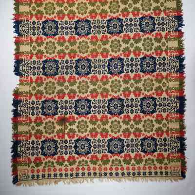 Pennsylvania coverlet; tied half doublecloth; David Long 1847