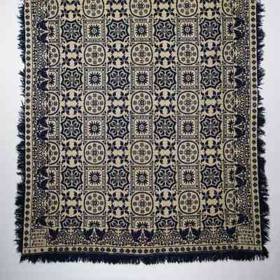 Pennsylvania coverlet; tied half doublecloth; Benjamin Angstad