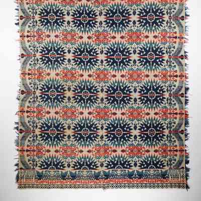 Ohio coverlet by Samuel Hicks, tied beiderwand