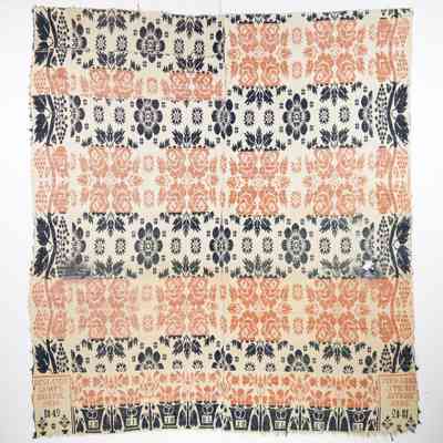 Ohio coverlet by Benjamin Lichty, 1842, tied beiderwand