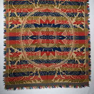 Pennsylvania coverlet; half doublecloth; George O. Smith 1849