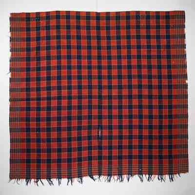 Geometric coverlet; plainweave