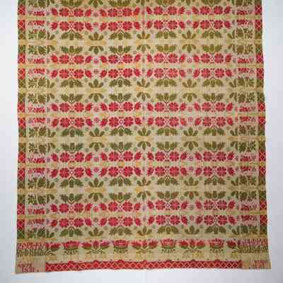 Pennsylvania coverlet; tied half doublecloth; Jonathan Lantz 1839