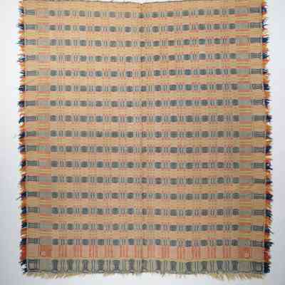 Geometric coverlet; block twill