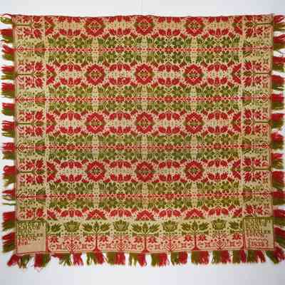 Pennsylvania coverlet; tied half doublecloth; Solomon Hausman 1835