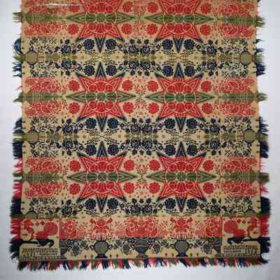 Pennsylvania coverlet; tied half doublecloth; John Kirst 1852
