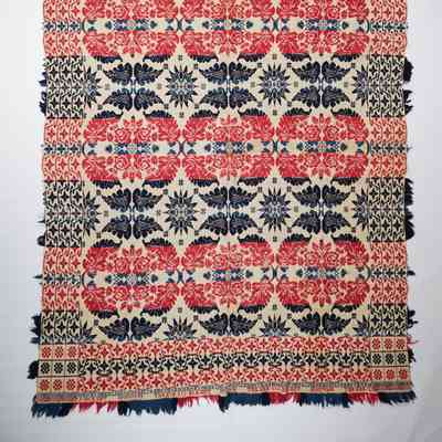 Pennsylvania coverlet; tied half doublecloth; Henry Oberly 1838