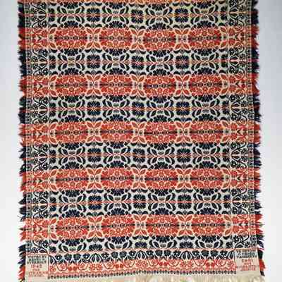 Pennsylvania coverlet by Henry Overholt for Catharine Zundel, 1842, tied beiderwand