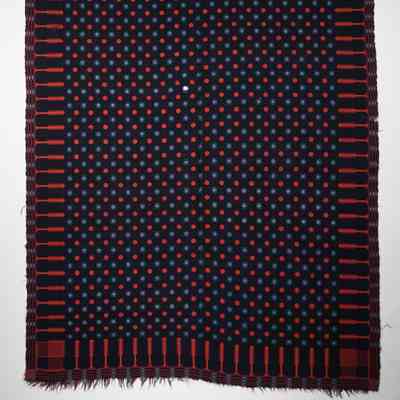 Geometric coverlet; doublecloth