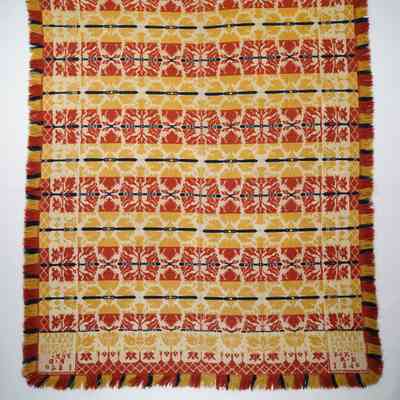 Pennsylvania coverlet; tied half doublecloth; Conrad Kaser 1846