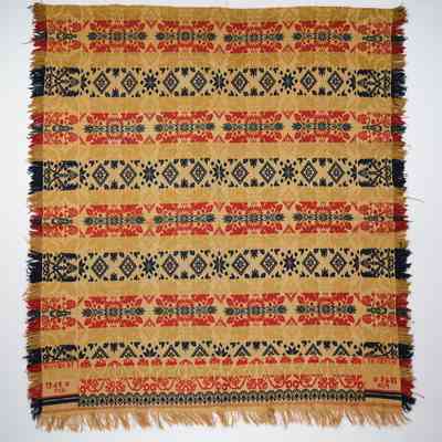 Pennsylvania coverlet; tied half doublecloth; Augustin Brailer 1847