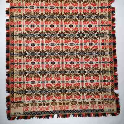 Pennsylvania coverlet; tied half doublecloth; Charles Fehr 1838-1839