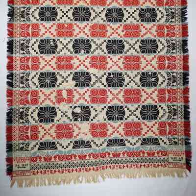 Pennsylvania coverlet; tied half doublecloth; Christian K. HInkel 1847