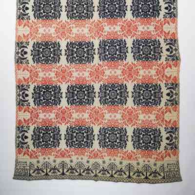 New York coverlet; tied half doublecloth; J. M. Davidson 1839