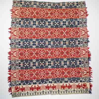Ohio coverlet; tied half doublecloth; A. Slusser