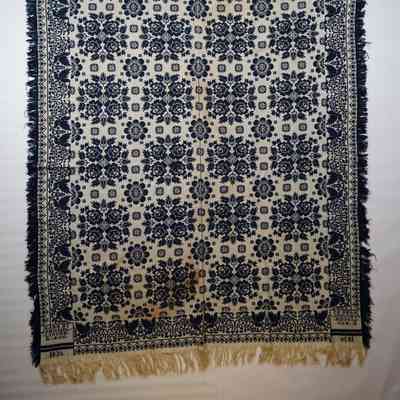 Pennsylvania coverlet; tied half doublecloth; John Mellinger & Son 1836