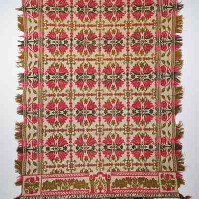 Pennsylvania coverlet; tied half doublecloth; John Keagy 1849