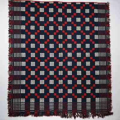 Geometric coverlet; doublecloth