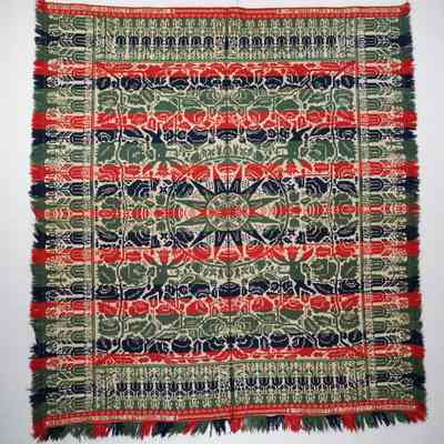 Coverlet; tied half doublecloth; Lorens Schlachter