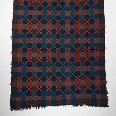Geometric coverlet; doublecloth